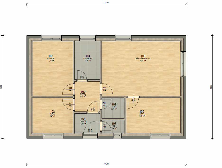 Plán domu BUNGALOV 74